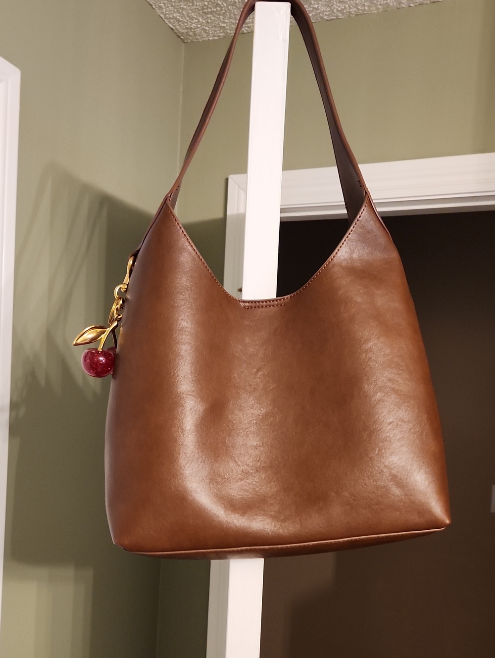 Cute Faux Leather Brown Shoulder Hobo Bag